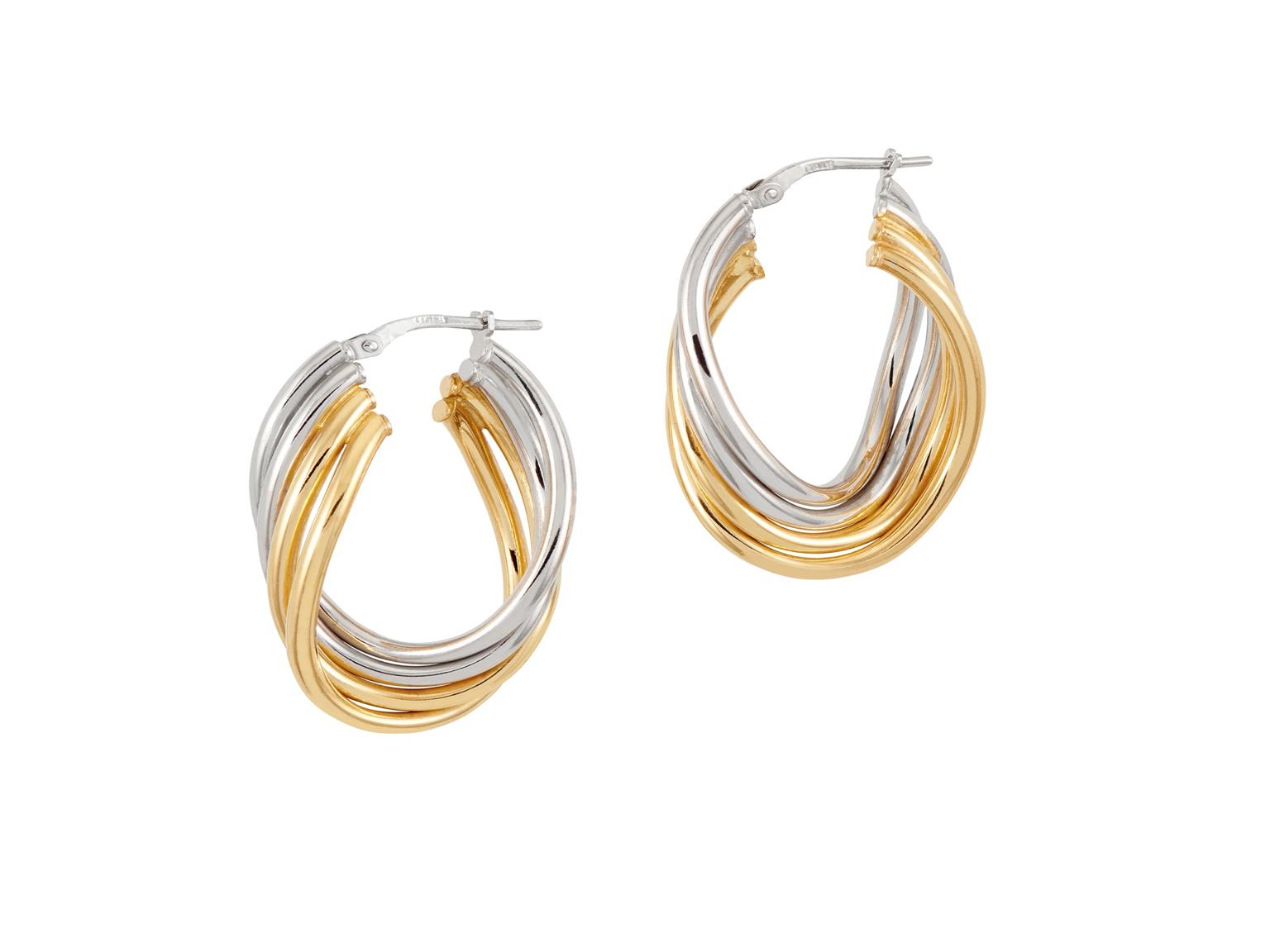 2 Tone Oval Twist Hoops
