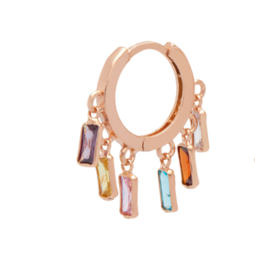 Rainbow Sparkle Huggies - Rose Gold - 9 mm - The Hoop Station