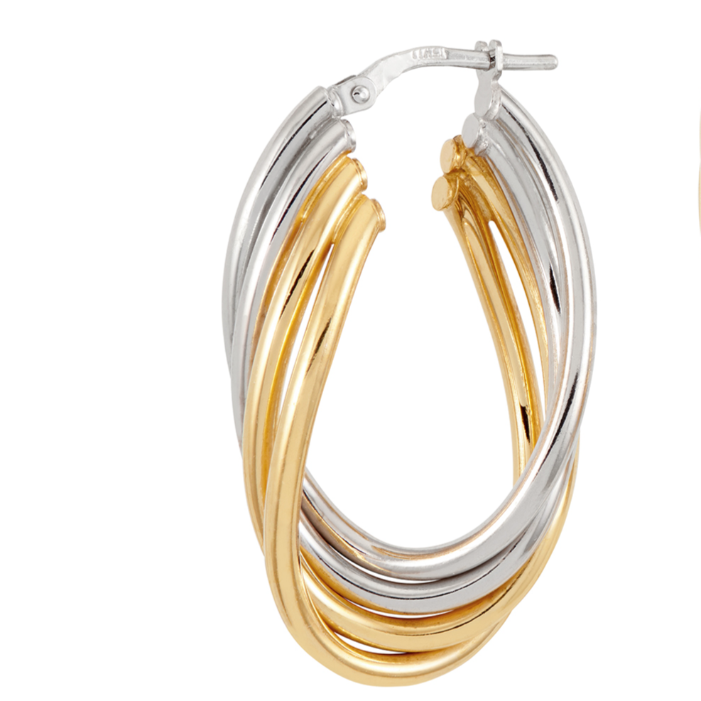 Gold & Silver Oval Earrings