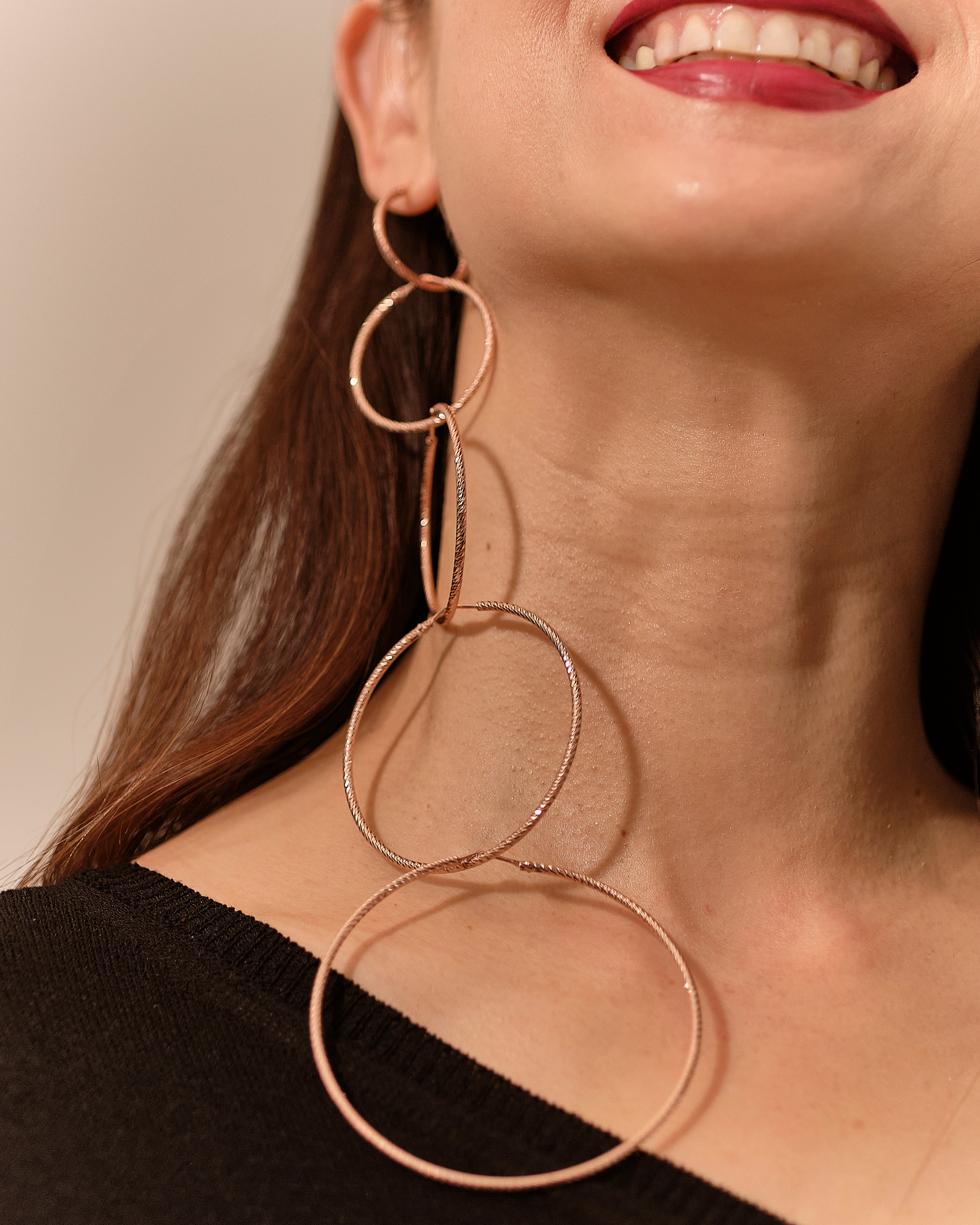 5 x hoops different sizes, Rose gold