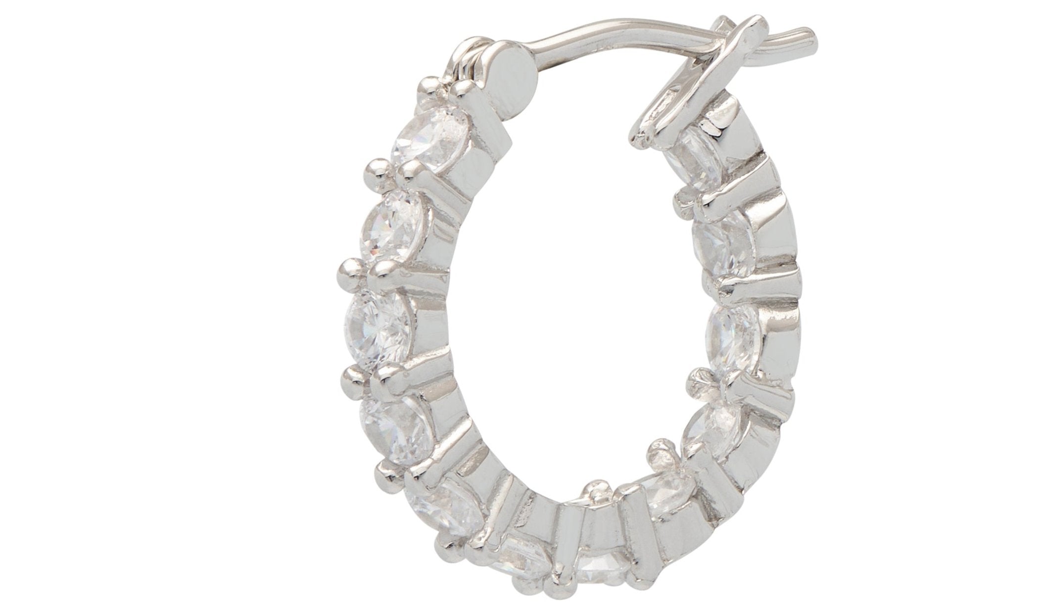 Eternity CZ Hoop Earrings - Silver - Extra Small - 17 mm - The Hoop Station