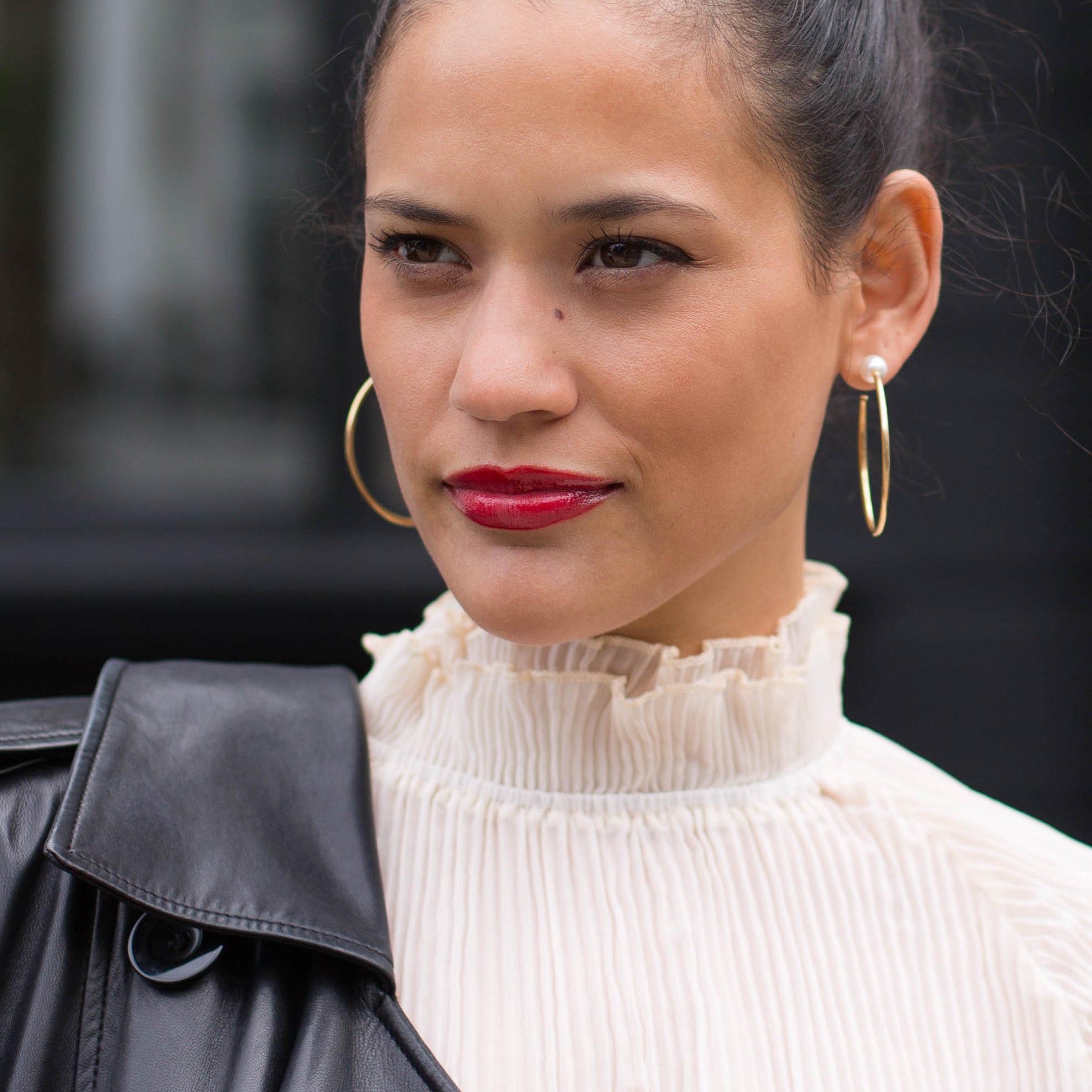 Gold XL Pearl Hoops