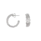 Mesh Cage Silver Hoop Earrings
