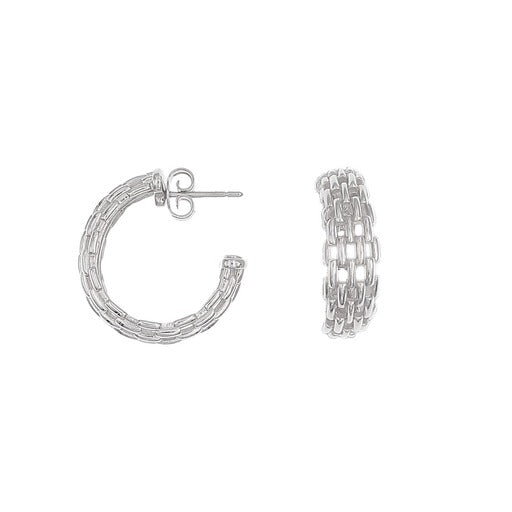 Mesh Cage Silver Hoop Earrings