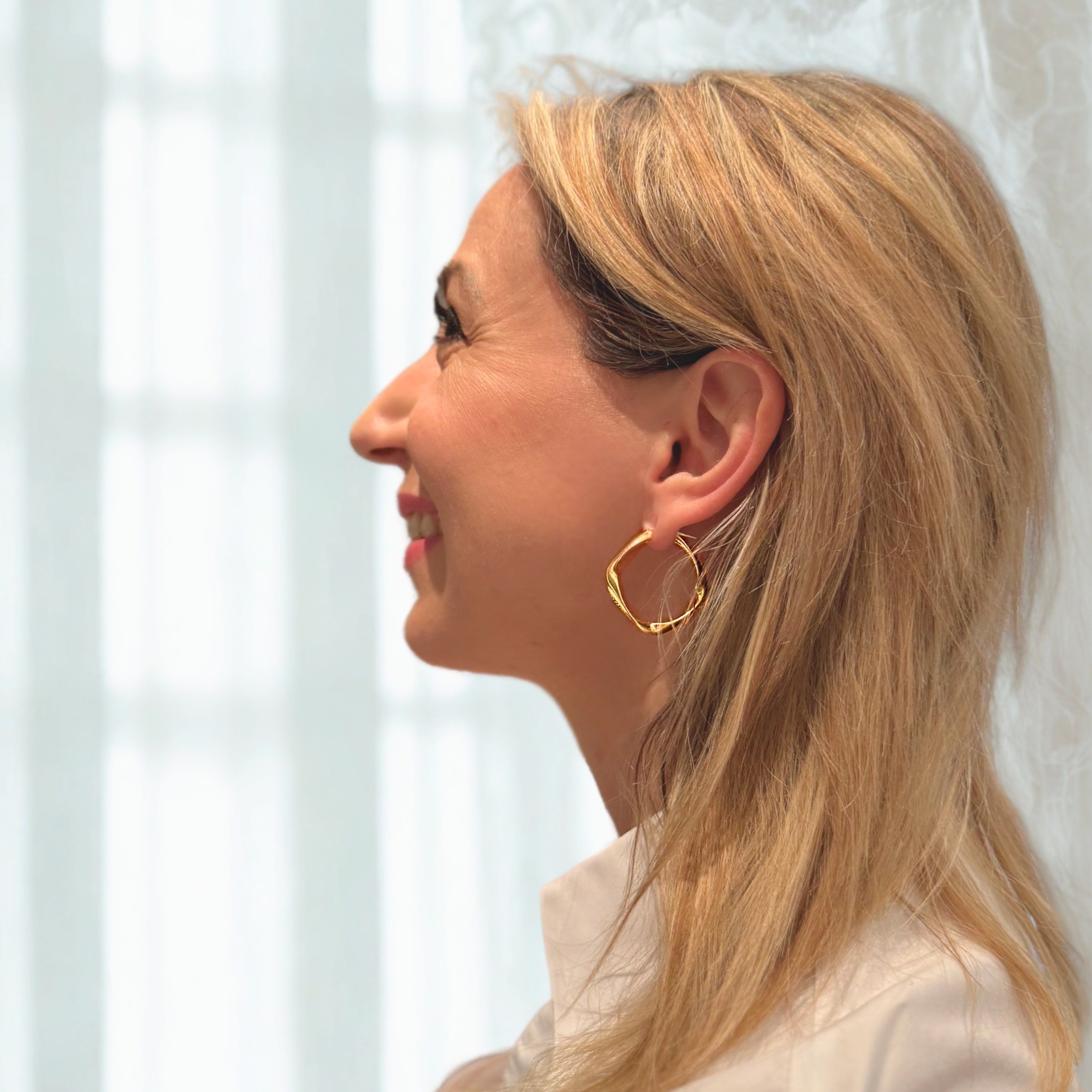 New Square Shaped Gold Hoops