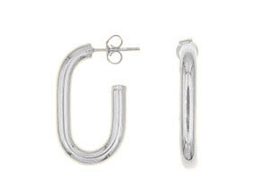 Paperclip 'Oblong' Shiny Half Hoops - Silver or Gold