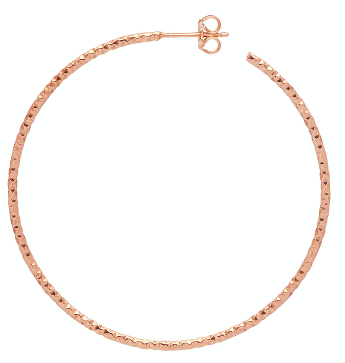 Sparkly medium hoops rose gold