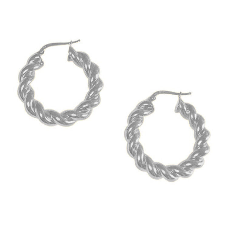 Spiral silver hoops