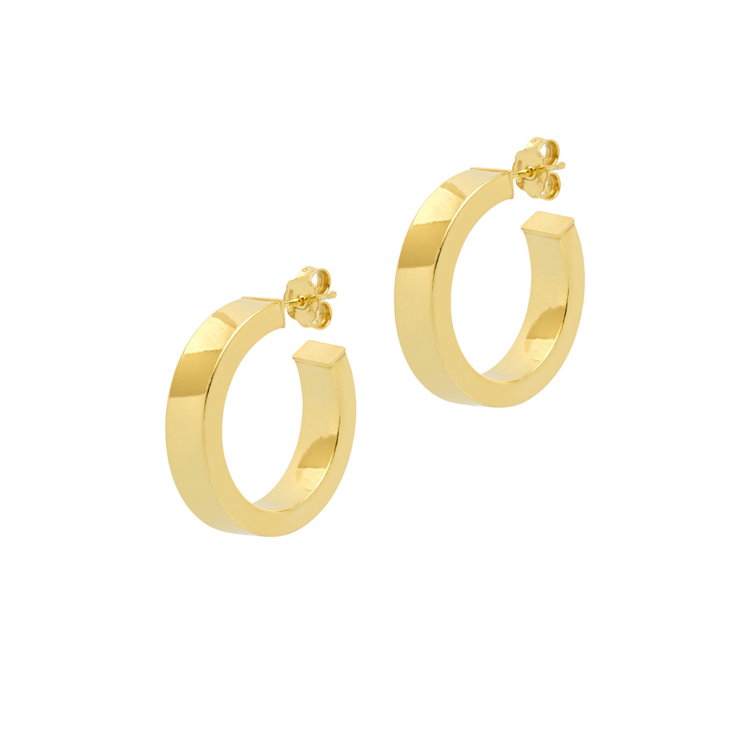 Shiny, Squared Edged Hoops - Gold - The Hoop Station 