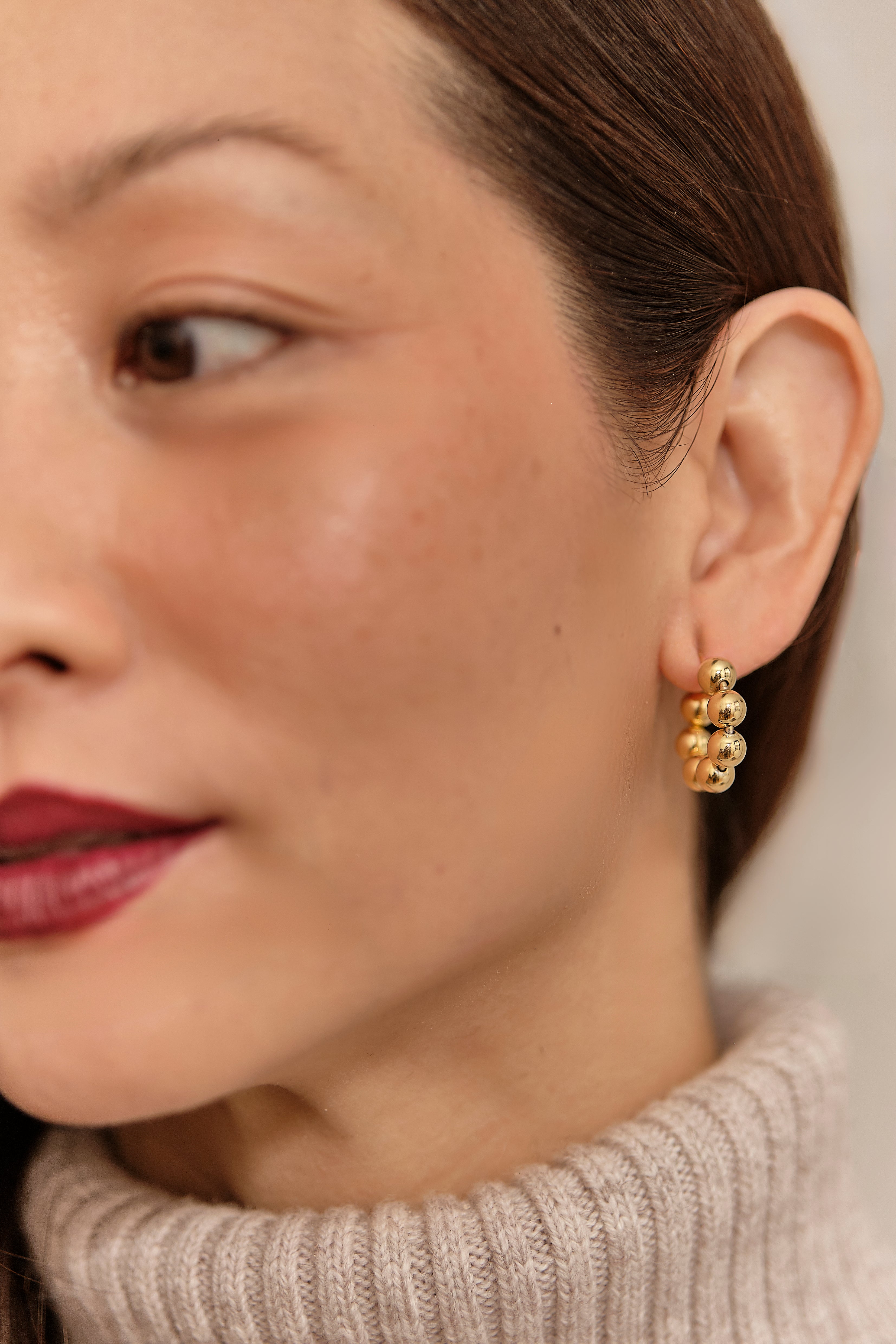 gold bead hoop earrings
