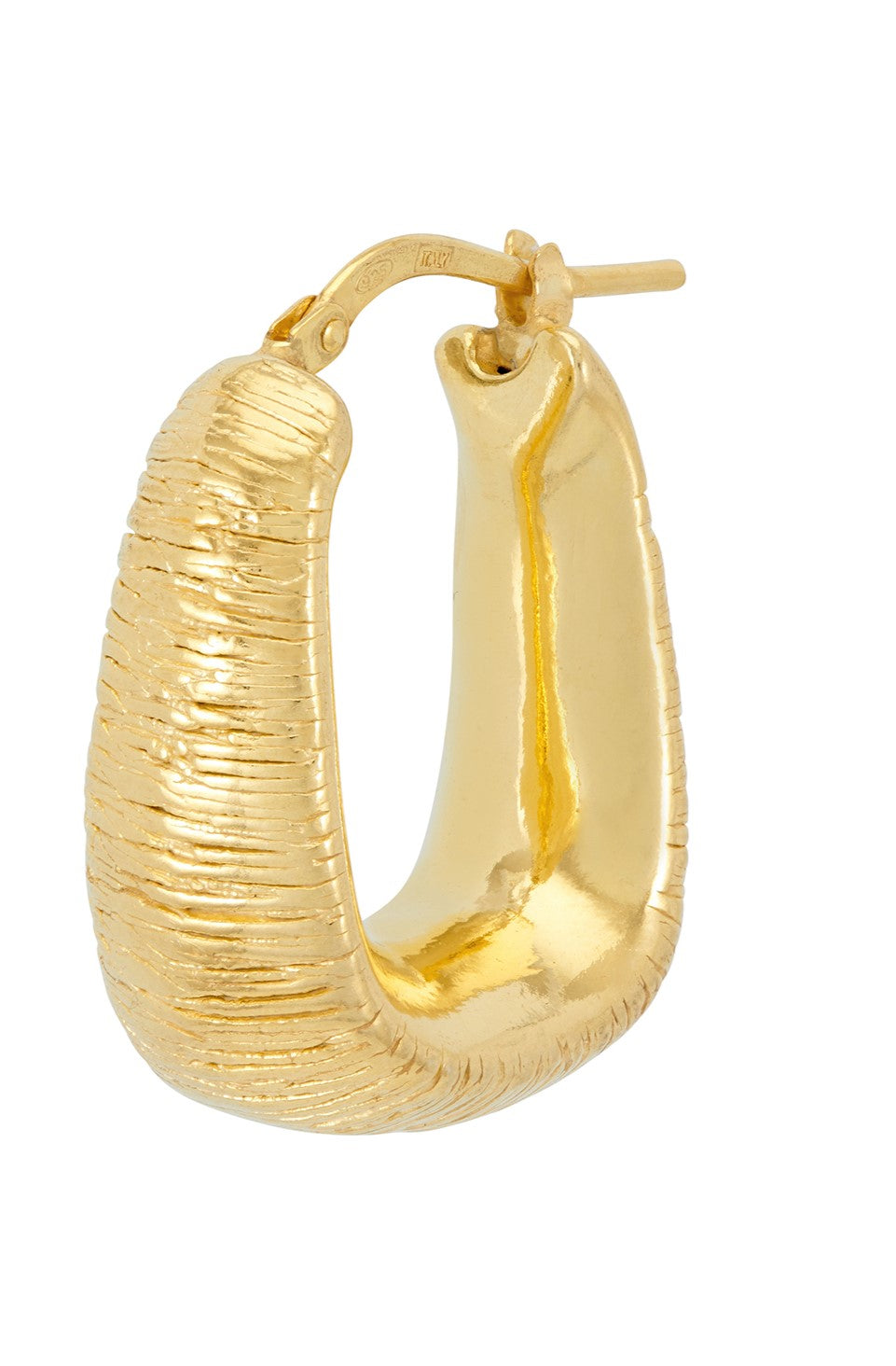 Textured, Oval Hoop Earrings - Silver - 15 mm - The Hoop Station