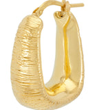 Textured, Oval Hoop Earrings - Silver - 15 mm - The Hoop Station