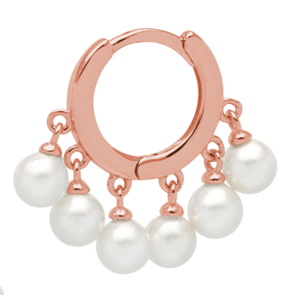 pearl hoops, rose gold