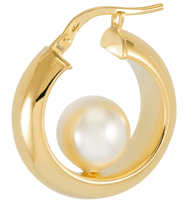 pearl hoops in gold