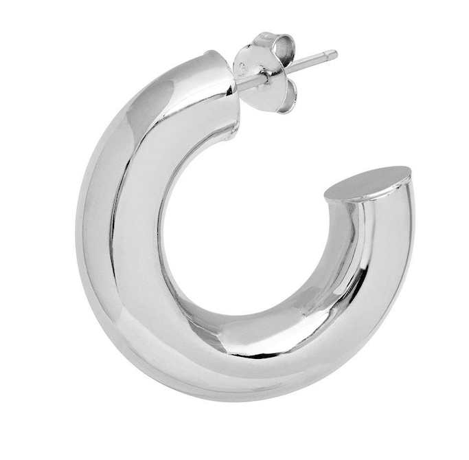 Chunky Hoop Earrings Silver - Large (Butterfly) - The Hoop Station