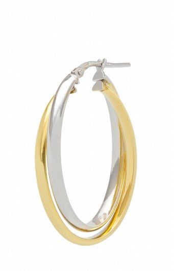 2-Tone Double Oval Hoop Earrings