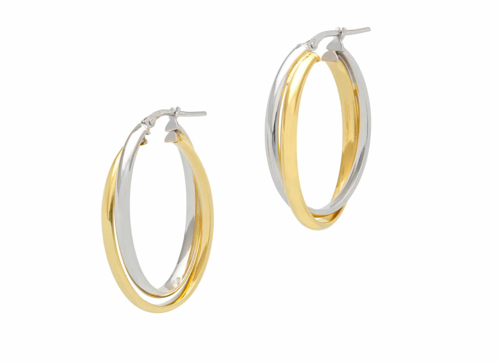Oval Twist Hoop Earrings in Gold and Silver