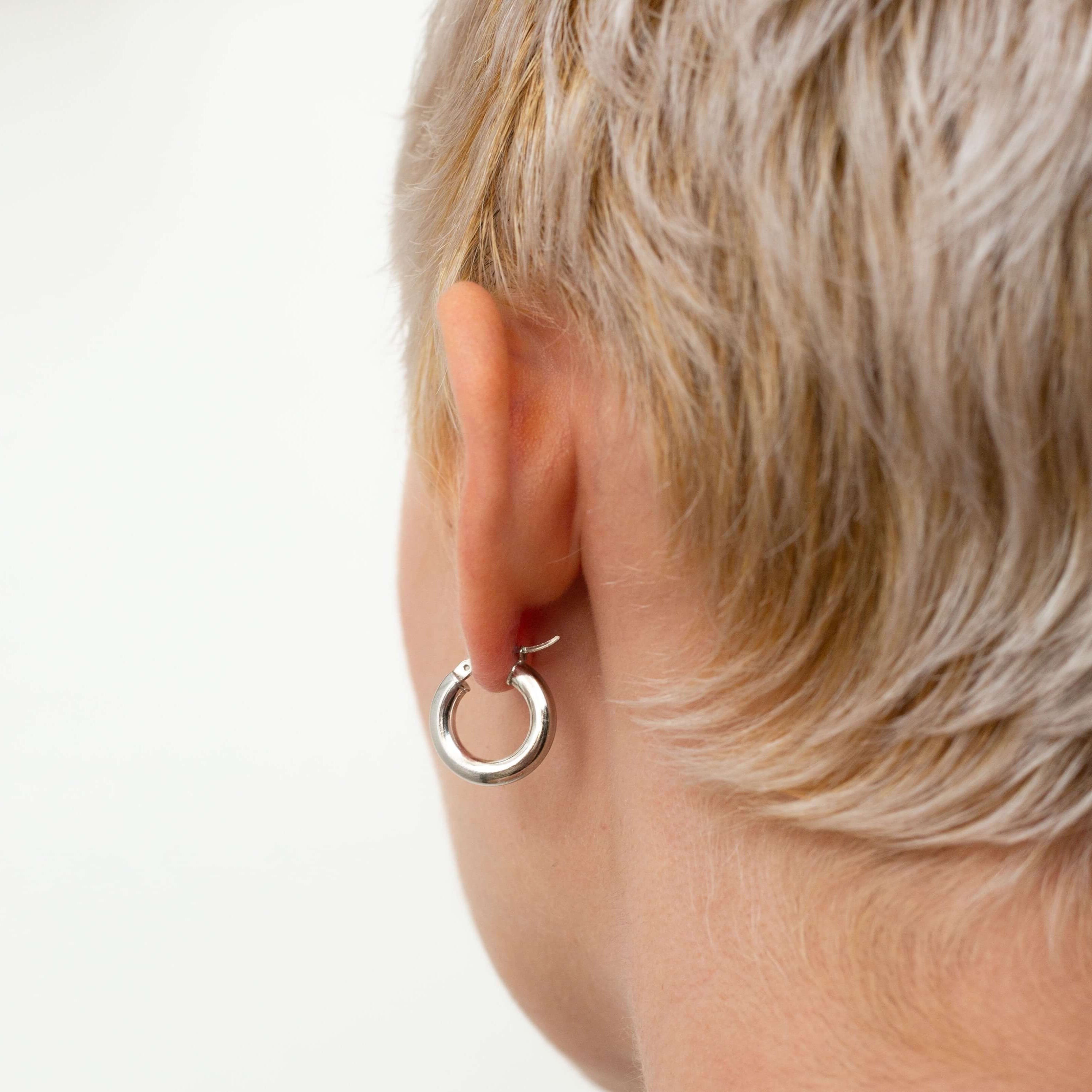Small Silver Shiny Chunky Hoops