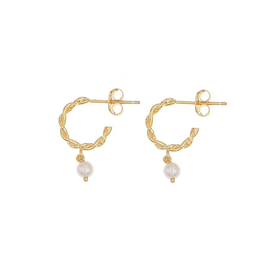 Twist huggie hoops with freshwater pearls - The Hoop Station