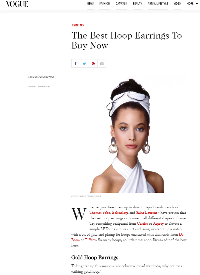 The Best Hoop Earrings in Vogue - THE HOOP STATION by Georgiana Scott Jewellery