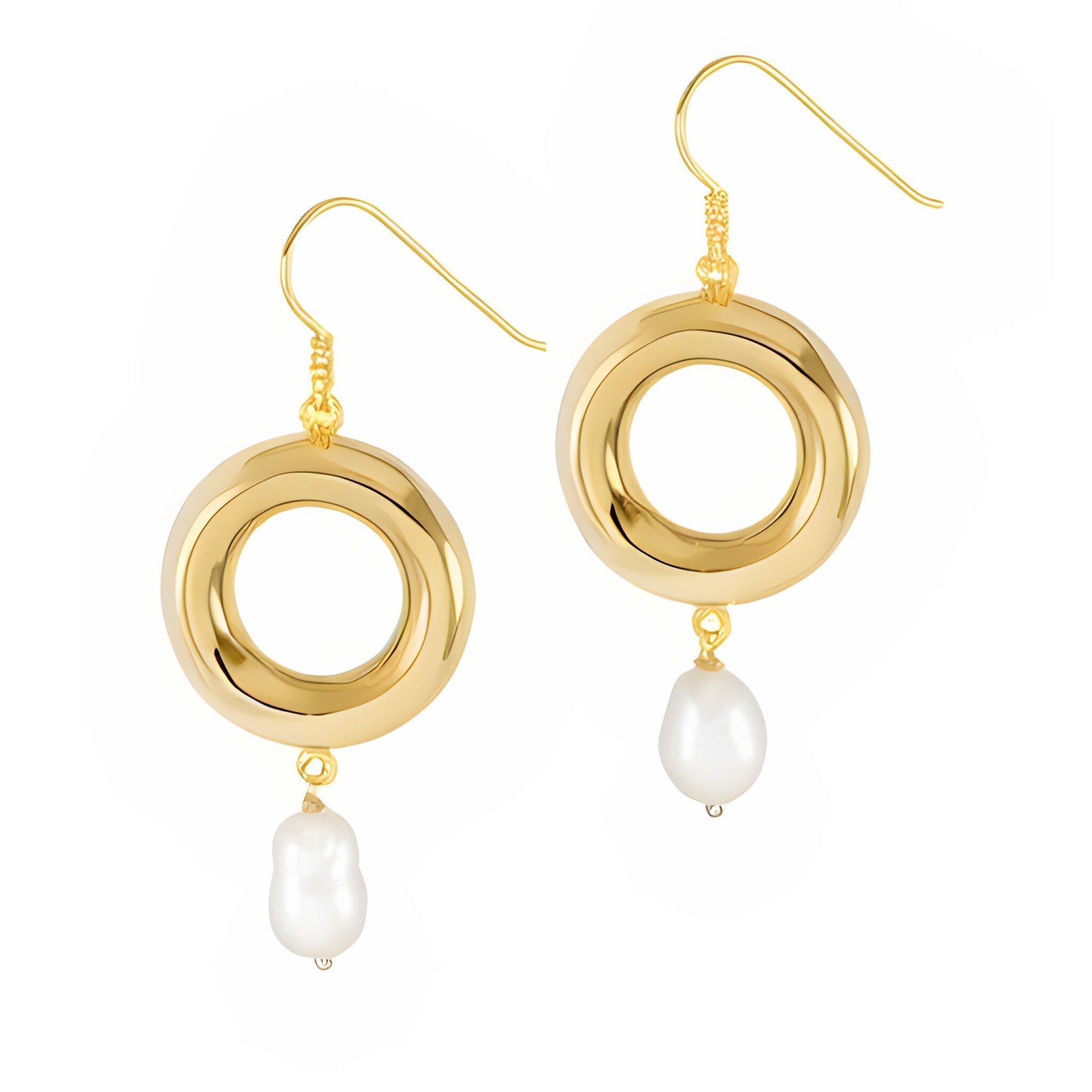 New Drop Hoop Earrings with Pearls