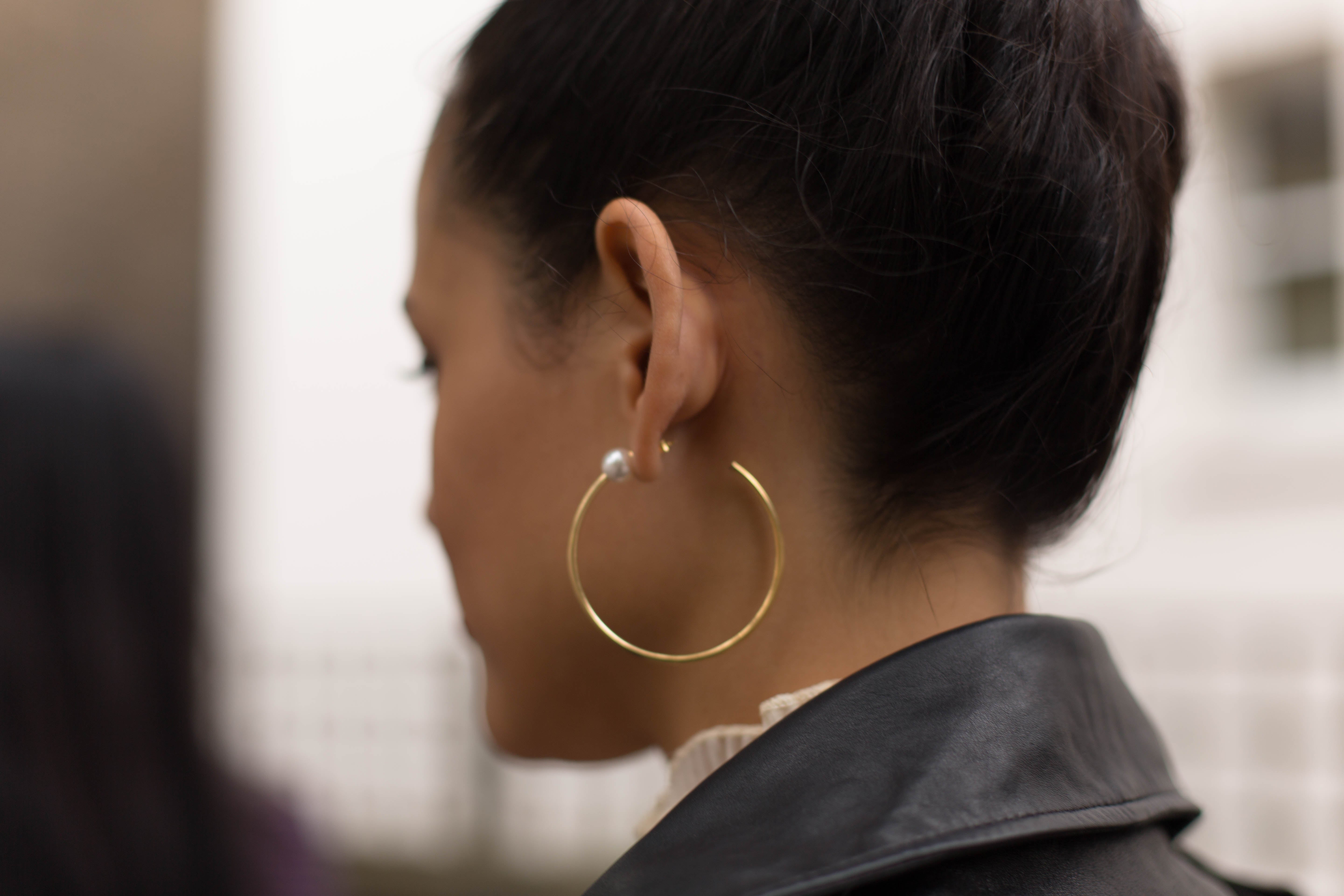 The Hoop Station, large pearl gold hoops