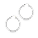 squared edged silver hoops