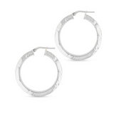 squared edged silver hoops