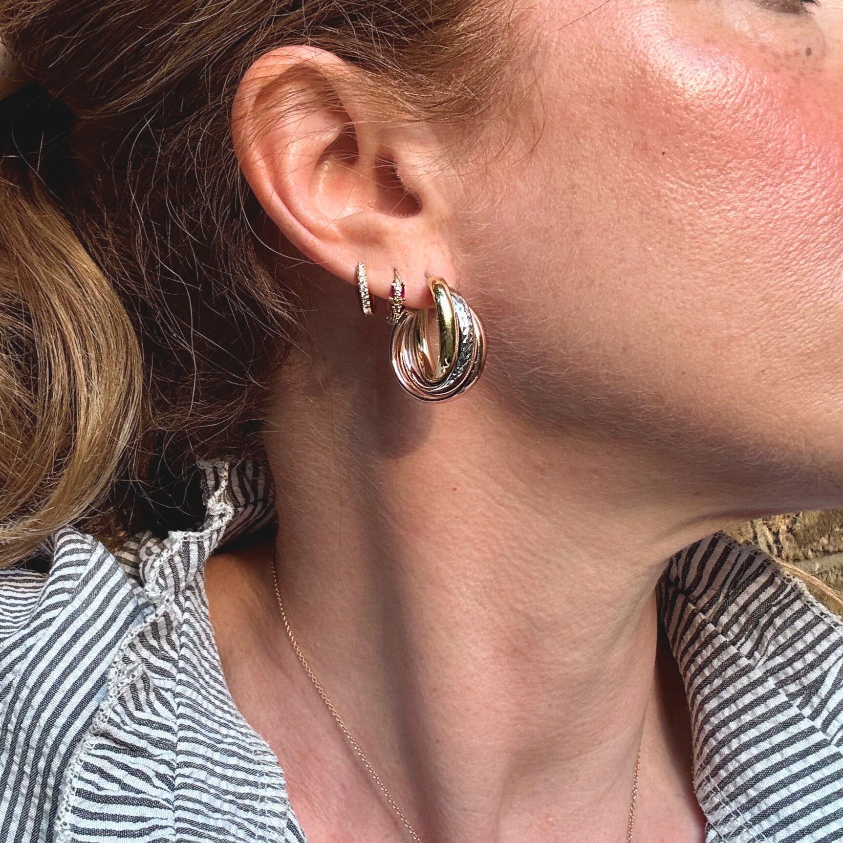 3 Colour Concertina Twist Hoops