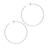 Delicate, Sparkly Hoop Earrings - Silver - Large