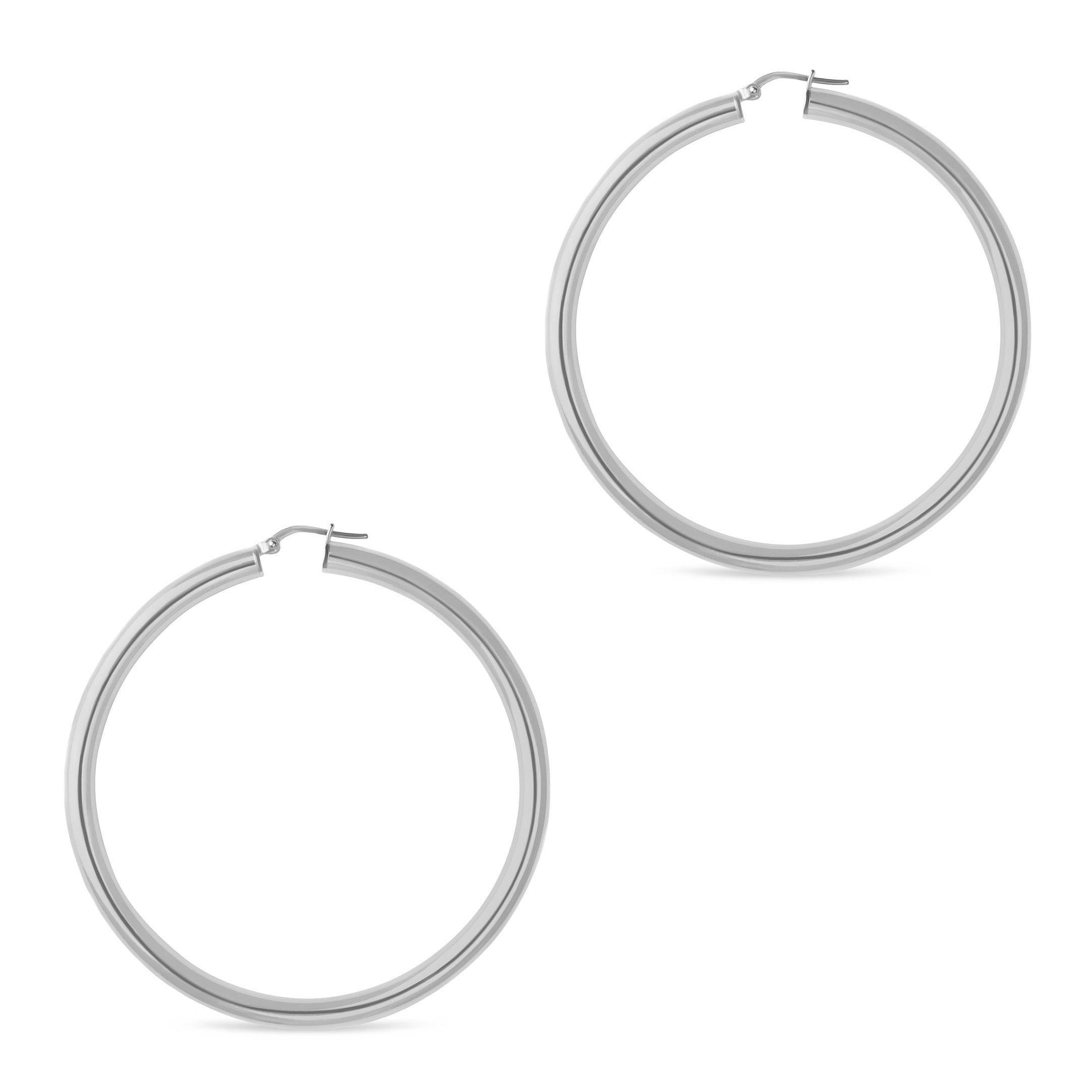 Skinny XL Chunky Silver Hoop Earrings