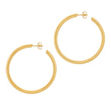 Matte, Skinny 'Tagliatelle' Large Gold Hoop Earrings