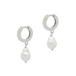 Drop Pearl hoops Silver - THE HOOP STATION