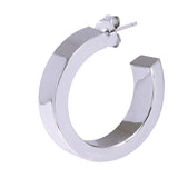 Structured, Squared-Edged Hoop Earrings - Silver