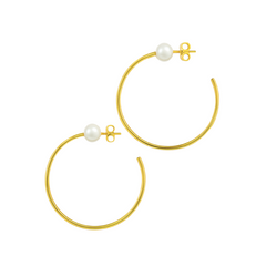 Large Gold Hoops & Pearls