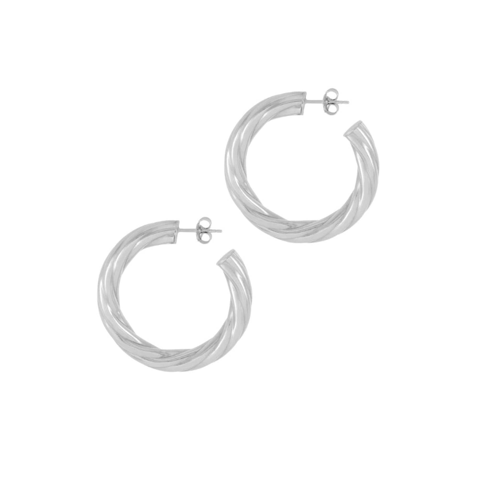 Luxury Large Silver Twist Hoops 40 mm diameter
