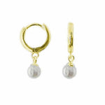 Pearl Gold Huggie Hoops