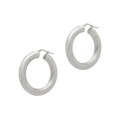 Matte brushed hoops earrings - silver