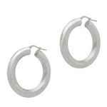 Matte brushed hoops earrings - silver