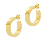 Structured, Squared-Edged Hoop Earrings - Silver