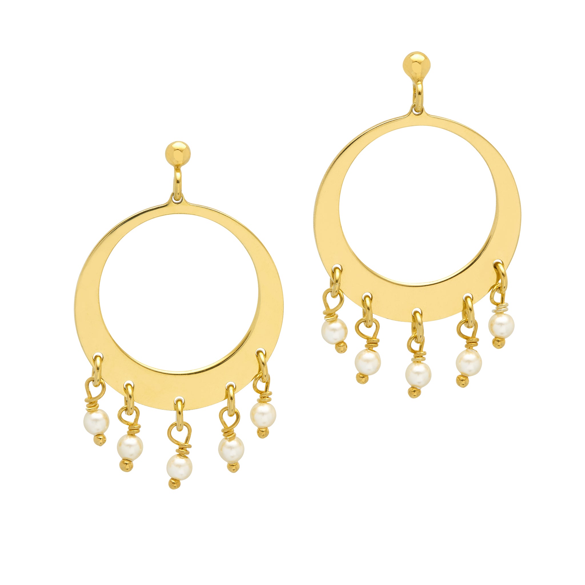 Drop pearl gold earrings