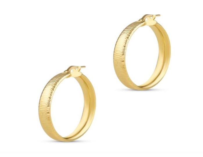 Ridged, Gold patterned hoop earrings