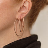 Sparkly Diamond-Cut Roma Hoop Earrings - Medium - Rose Gold