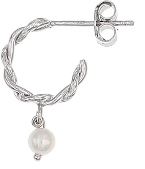 Twist Huggies + Pearl Drops= Earrings - Silver - The Hoop Station 