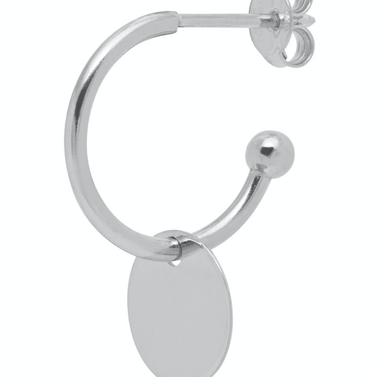 Shiny Drop Charm Silver Huggie Hoop Earrings - THE HOOP STATION