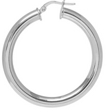 Chunky Silver Hoop Earrings - Large