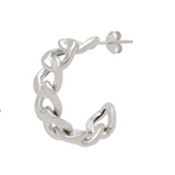 Curb Chain Hoop Earrings - Silver