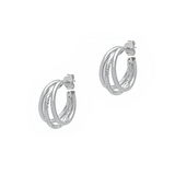 Triple Hoop Earrings - Silver