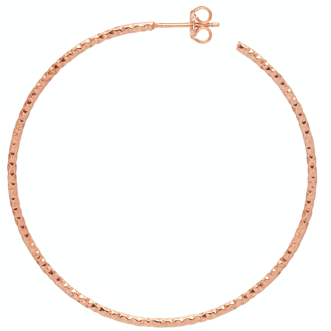 Sparkly medium hoops rose gold 