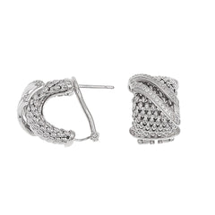 Textured 'Woven' Earrings - Silver